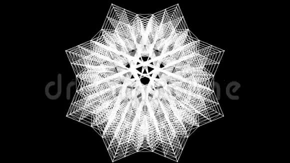 白色粒子在黑色背景上旋转的三维RubelHizb视频的预览图