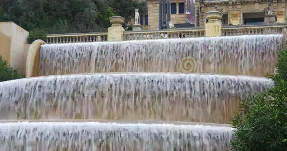 巴塞罗那日光喷泉瀑布皇家宫殿4k西班牙视频的预览图