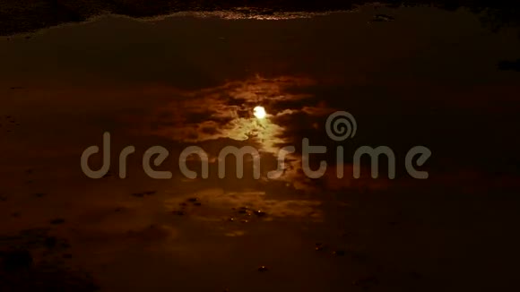 夜晚水面上的月亮倒影视频的预览图
