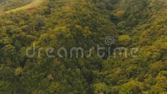 鸟瞰傍晚雨林菲律宾Camiguin岛视频的预览图