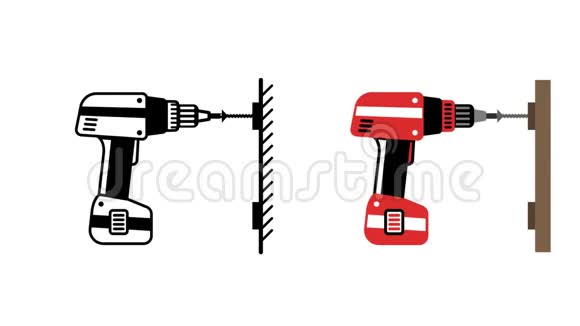 电动螺丝刀拧入墙壁视频的预览图
