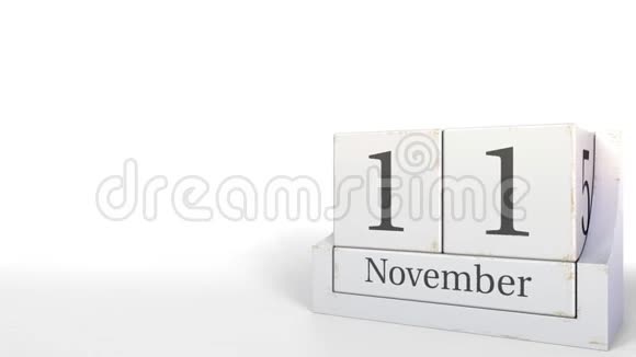 立方体日历显示11月11日的日期3D动动画视频的预览图