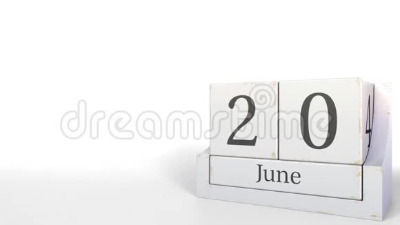 6月20日复古立方体日历3D动画视频的预览图