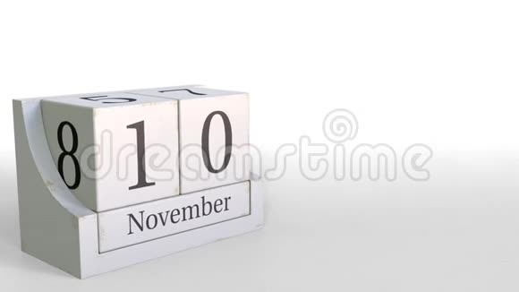 11月10日复古立方体日历3D动画视频的预览图