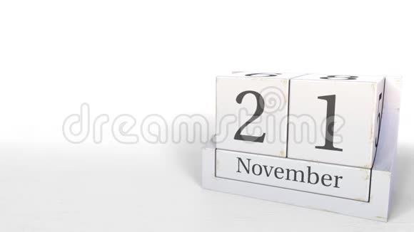 11月21日复古立方体日历3D动画视频的预览图