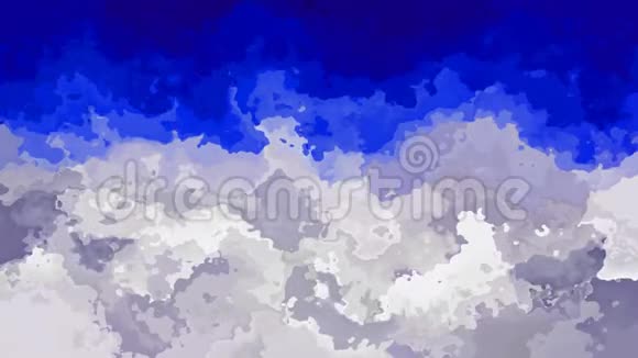 水彩画效果天空蓝灰色白云颜色视频的预览图