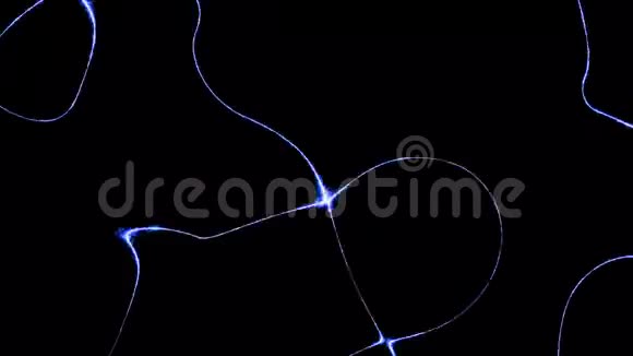 抽象的蓝色线条在黑色背景下挥舞视频的预览图