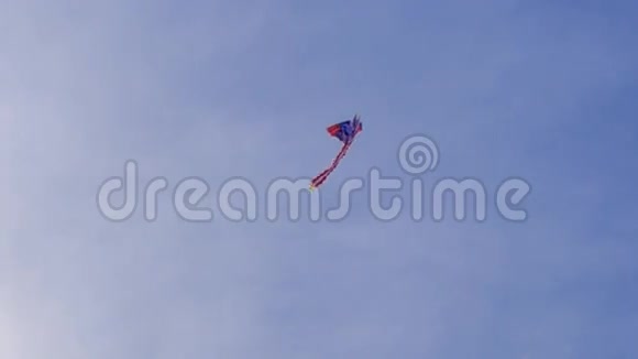 蓝天上放风筝的景色视频的预览图