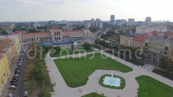 萨格勒布托米斯拉夫国王广场的鸟瞰图视频的预览图