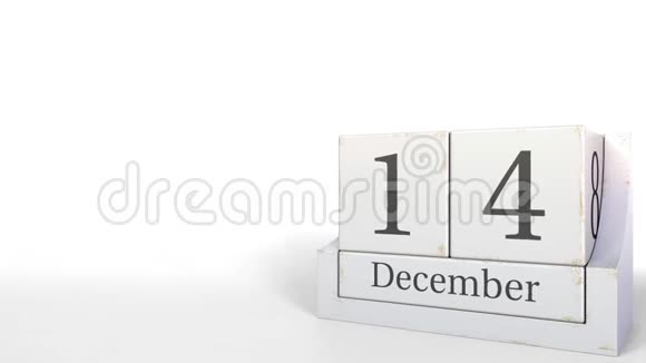 12月14日木砖日历上的日期3D动动画视频的预览图