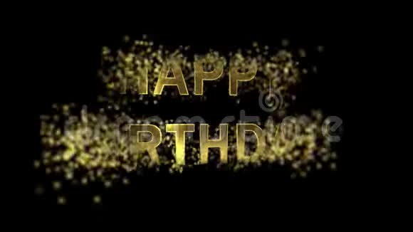 从微粒中收集的金色信件生日快乐视频的预览图