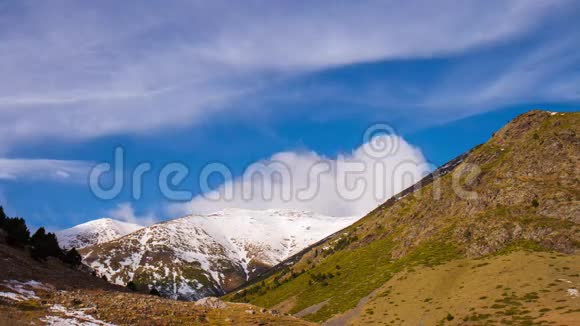 雪山蓝天valldenuria4k时间流逝西班牙视频的预览图