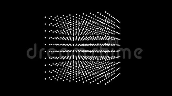 美丽的白色立方体盒子是旋转的点粒子视频的预览图