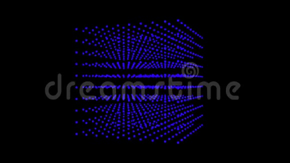 漂亮的蓝色立方体盒子是旋转的点粒子视频的预览图