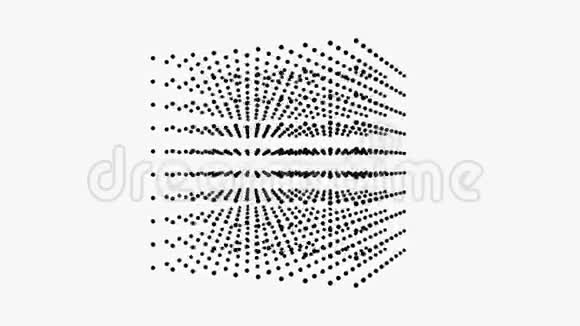 美丽的黑色立方体盒子是旋转的点粒子视频的预览图