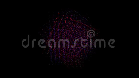 美丽的两个立方体是旋转的红色和蓝色的点粒子视频的预览图