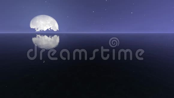 有月亮现实镜头的夜海视频的预览图