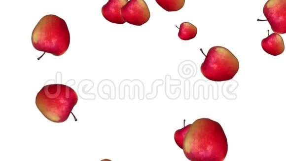 红苹果落在白色背景上4k视频的预览图