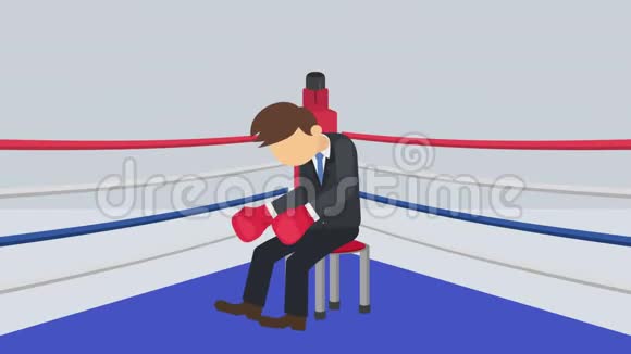 商业失败和损失的概念在拳击场里打架商人失败者淘汰赛感觉如此压力和疲惫循环动物视频的预览图