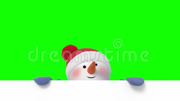 有趣的雪人在圣诞老人的帽子问候和微笑所有的动画在开始和结束时都有相同的姿势两个视频的预览图