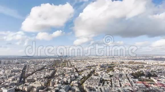 白天巴黎城市的时间推移从蒙帕纳斯塔拍摄法国巴黎视频的预览图