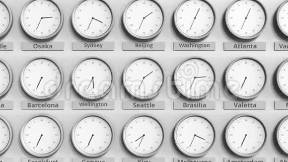 专注于显示西雅图时间的时钟3D动动画视频的预览图