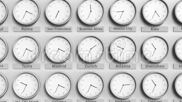 专注于显示瑞士苏黎世时间的时钟3D动动画视频的预览图