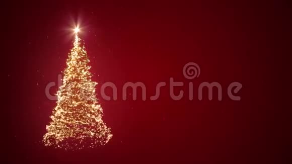一棵由光粒子组成的圣诞树视频的预览图