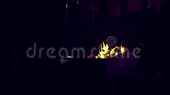 夜深人静的烧烤炉夏日小屋视频的预览图