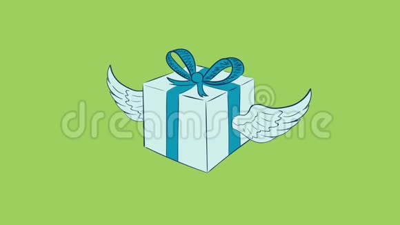 带翅膀的蓝色绿色礼物视频的预览图