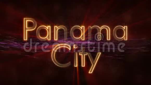 巴拿马城巴拿马闪闪发光的城市名称文字动画视频的预览图