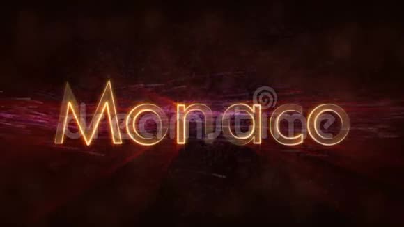 摩纳哥摩纳哥闪亮的循环城市名称文字动画视频的预览图