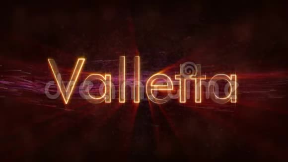 瓦莱塔闪亮的循环城市名称在马耳他文本动画视频的预览图