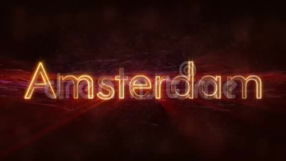 阿姆斯特丹荷兰闪闪发光的城市名称文字动画视频的预览图