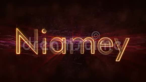尼亚美尼日尔闪亮的循环城市名称文字动画视频的预览图
