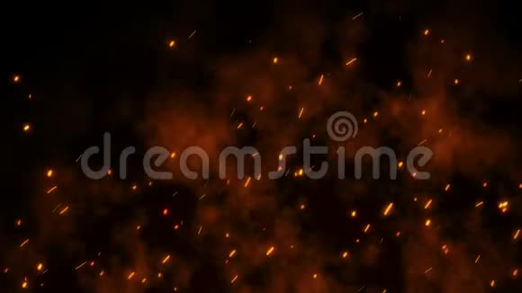 燃烧着炽热的红色火花余烬从大火无缝环中飞舞阿尔法视频的预览图