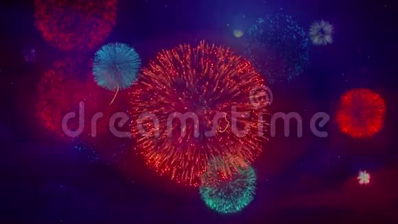 欢迎问候语彩色焰火上的闪光粒子1视频的预览图