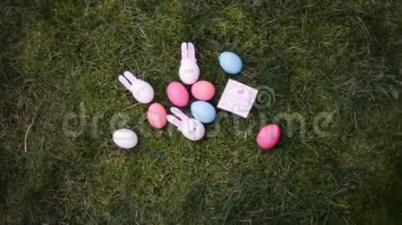 草地上的复活节彩蛋视频的预览图
