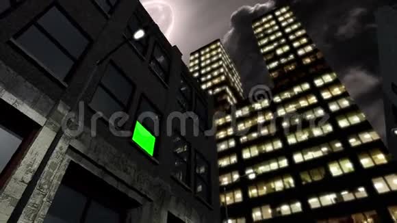 城市一夜绿屏视频的预览图