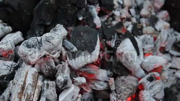 发光煤炭特写烧烤Makro视频的预览图
