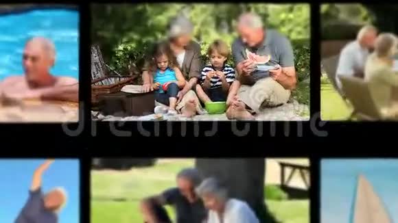 祖父母与家人共度时光的蒙太奇视频的预览图