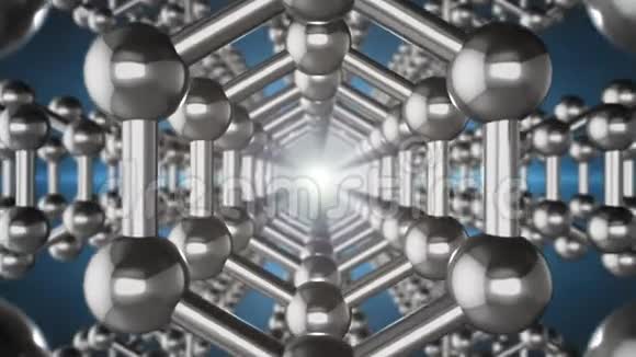 无缝石墨烯原子纳米结构可循环动画形式的蜂窝纳米技术和科学概念视频的预览图