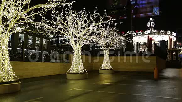 俄罗斯莫斯科假日公园圣诞新年装饰视频的预览图