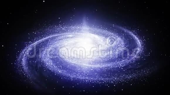 照相机在充满恒星和星云的螺旋状银河系中放大视频的预览图