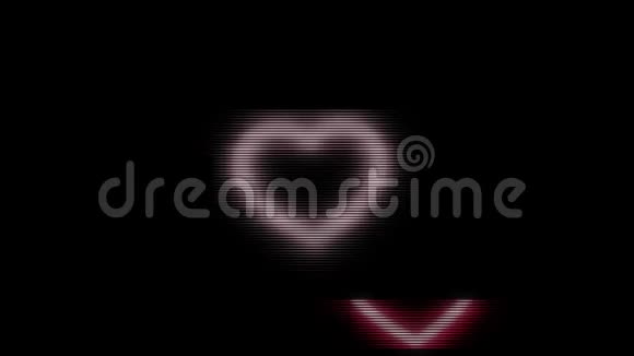 黑色背景上抽象发光像素心故障干扰动画噪音屏幕和粉红色心脏符号视频的预览图