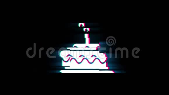 闪烁复古动画的生日蛋糕符号视频的预览图