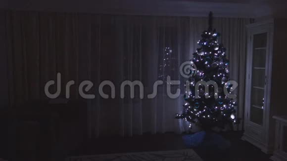 公寓里装饰的圣诞树视频的预览图