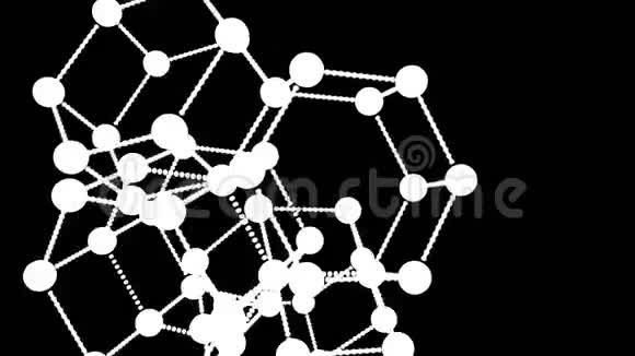 周围具有丛状结构的旋转颗粒形成的分子化合物的运动抽象几何视频的预览图