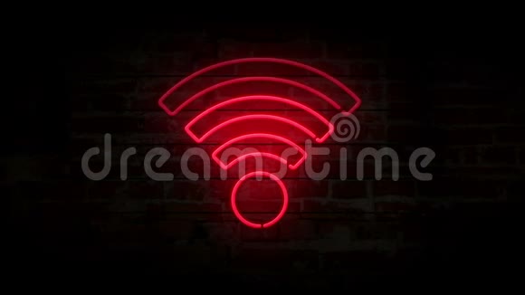 砖墙上的WiFi霓虹灯符号视频的预览图