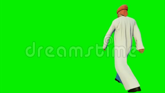 走在绿屏前的阿拉伯商人视频的预览图